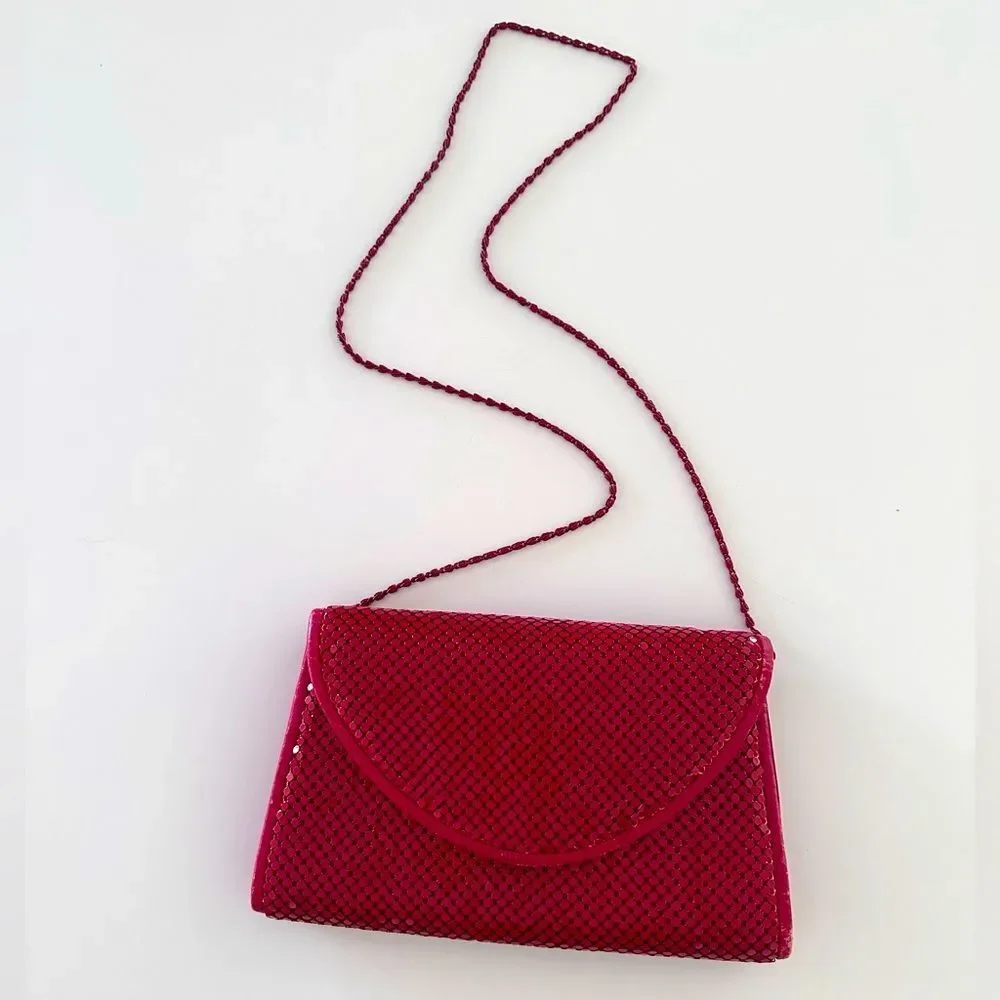 Vintage 1970s Red Metal Mesh Convertible Clutch to Crossbody from Bags by Marlo